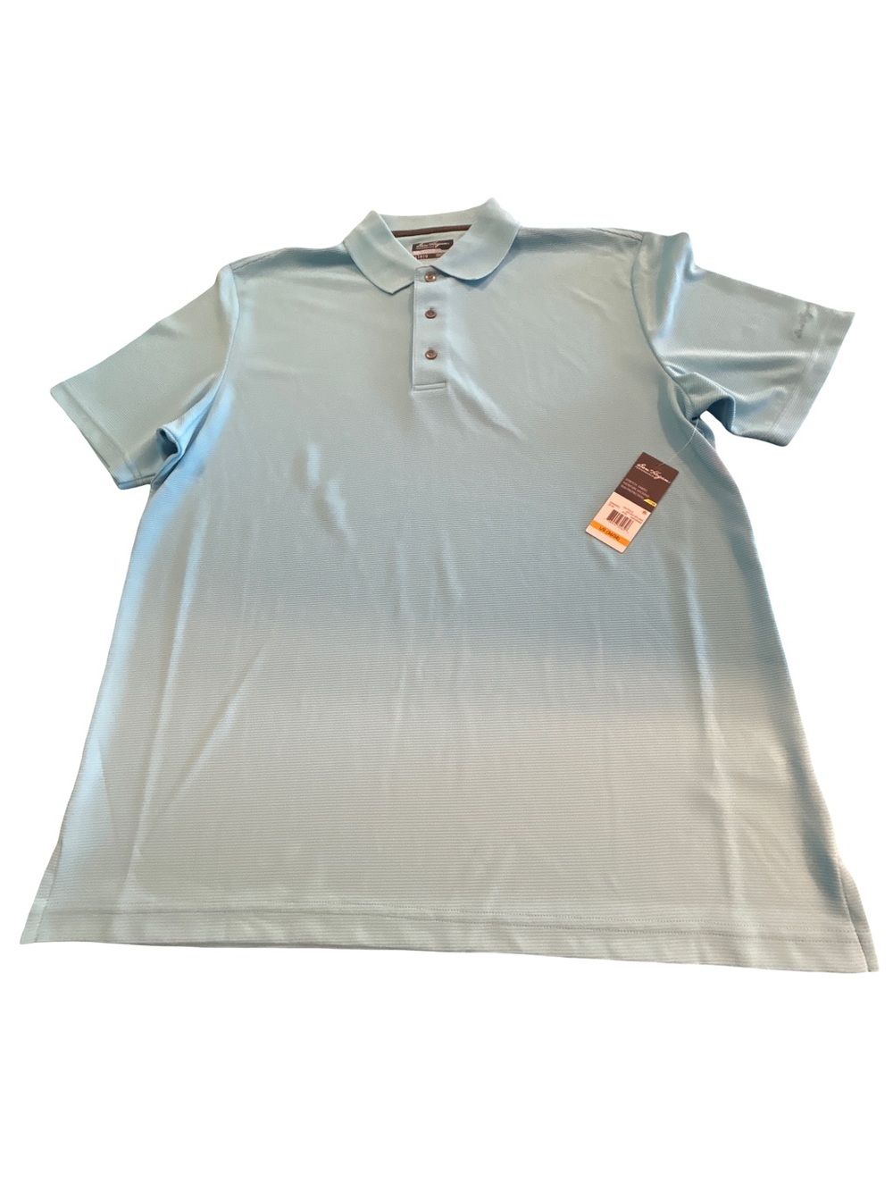 NWT Ben Hogan Performance Mens Large Light Blue Ribbed Golf Polo Shirt Moisture